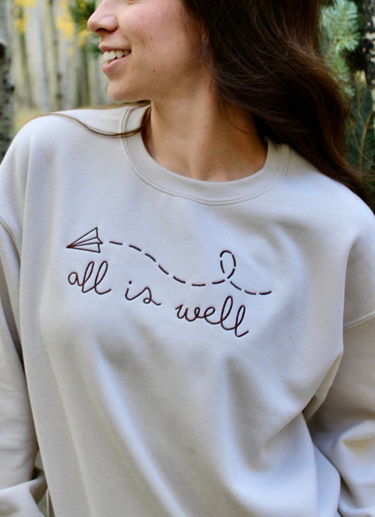 ALL IS WELL EMBROIDERED CREWNECK SWEATSHIRT